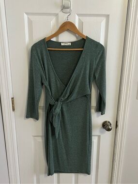 Hello MIZ Heathered Sage Wrap Dress (Nursing Friendly)